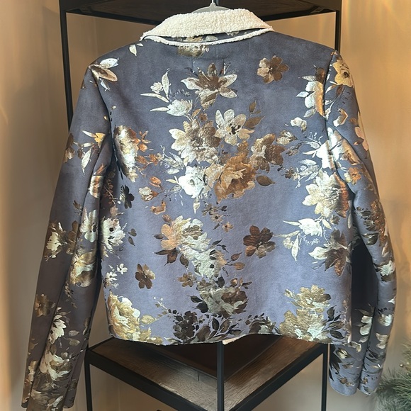 Anthropologie Goldie Floral Sherpa Moto Jacket - Picture 2 of 2